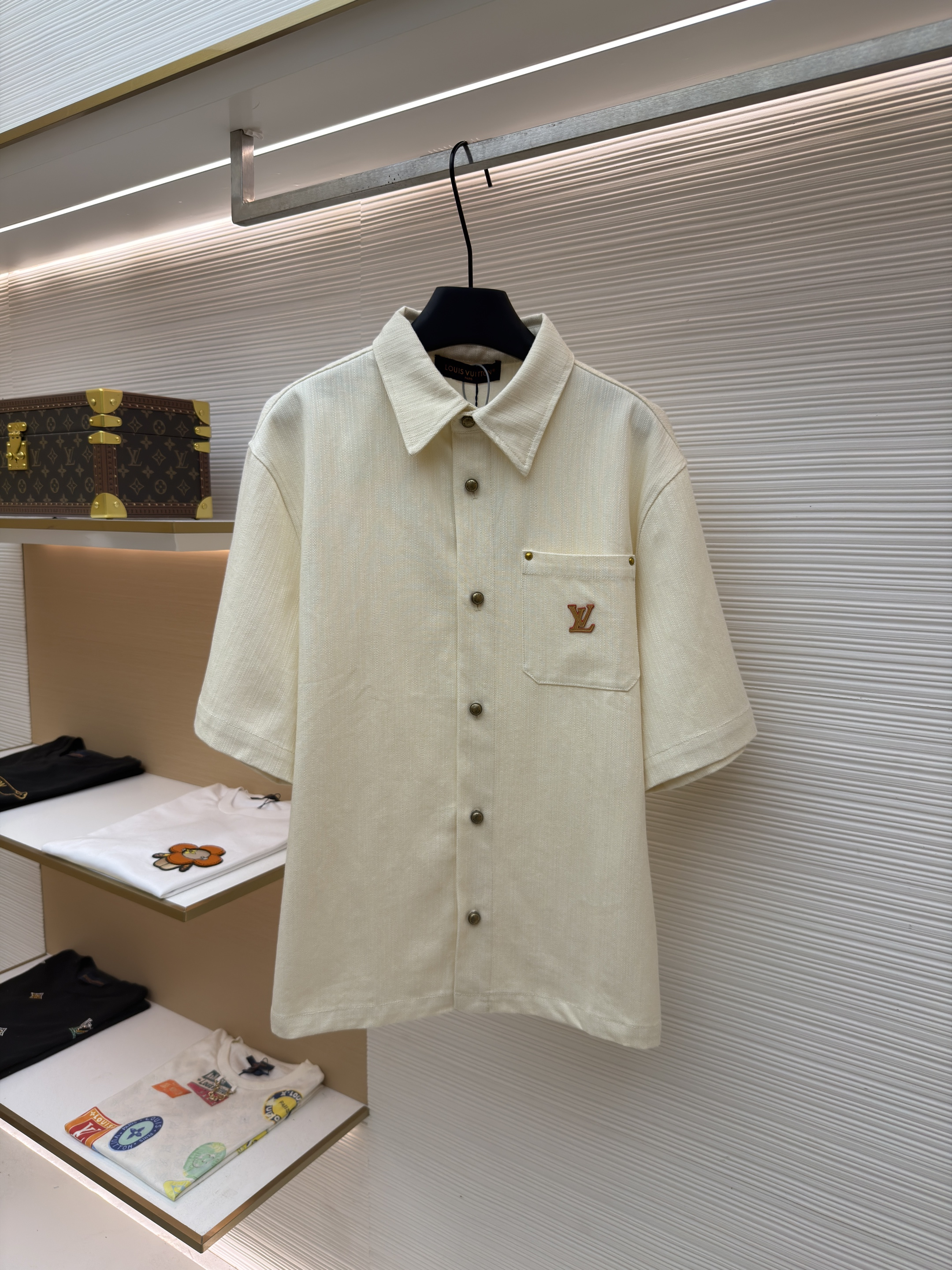 루이뷔통 LOUIS VUITTON 실크·코튼 혼방 LOGO 반팔 셔츠