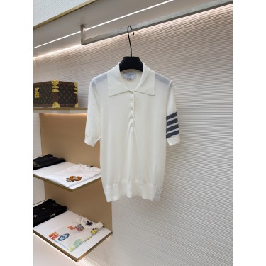 톰브라운 THOM BROWNE 클래식 니트 폴로 반팔