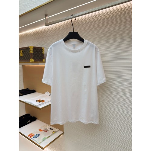 Berluti 라운드넥 로고 가죽 메탈 로고 코튼 티셔츠