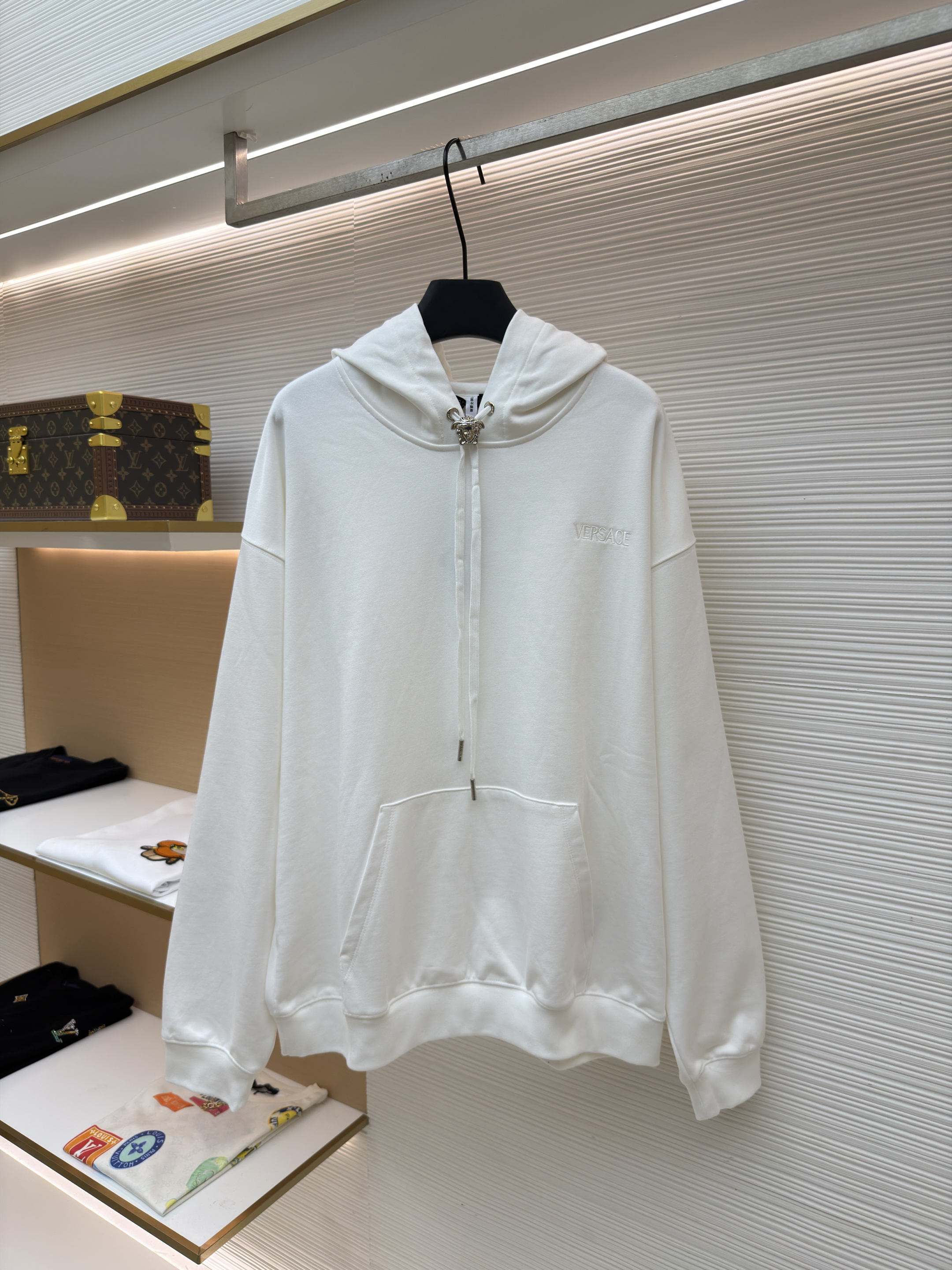 베르사체 VERSACE 풀오버 후드 로고 자수 긴팔 스웨트셔츠