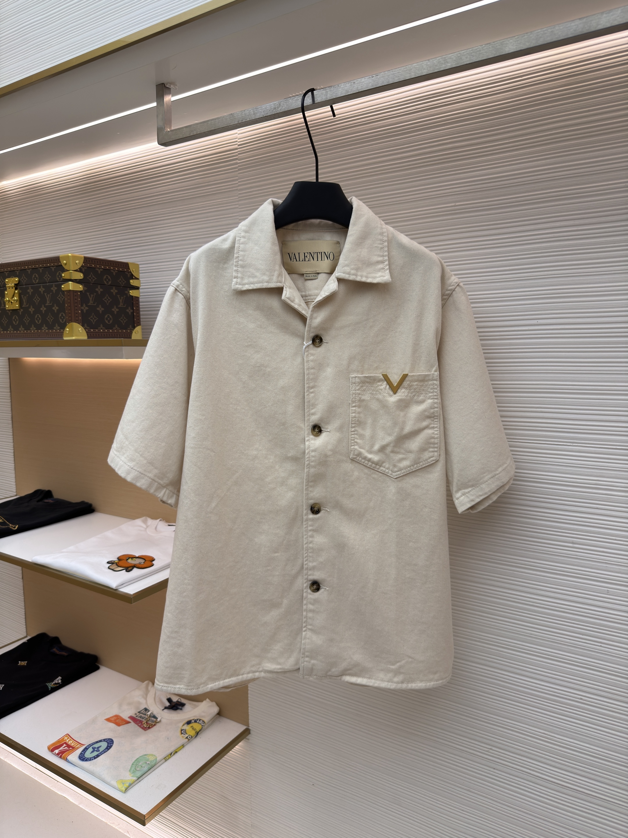 발렌티노 VALENTINO 로고 데님 셔츠
