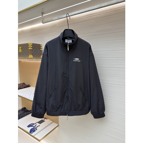 Balenciaga 스탠드 칼라 자수 로고 긴팔 재킷