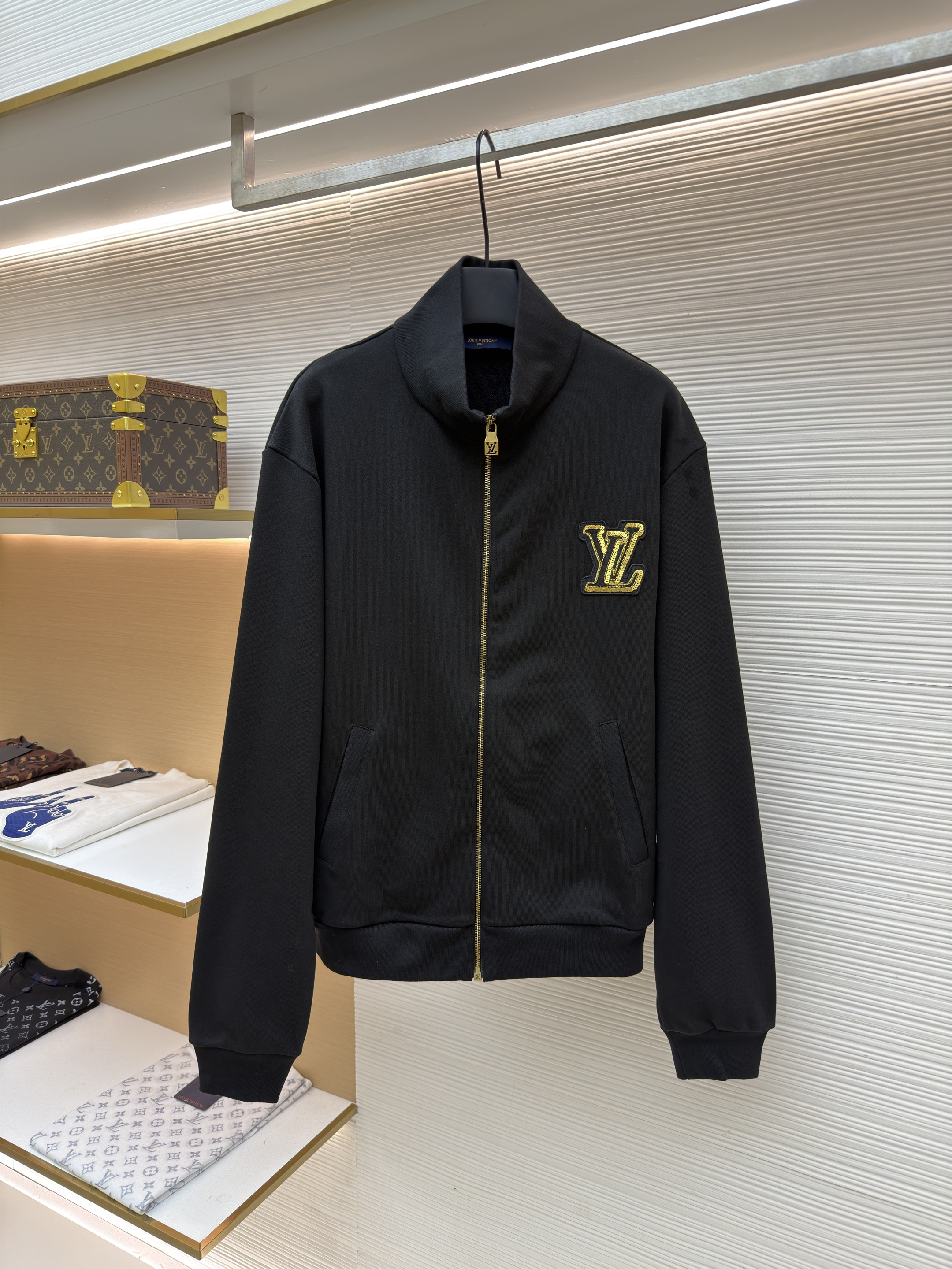 LOUIS VUITTON 로고 비즈 장식 지퍼 재킷