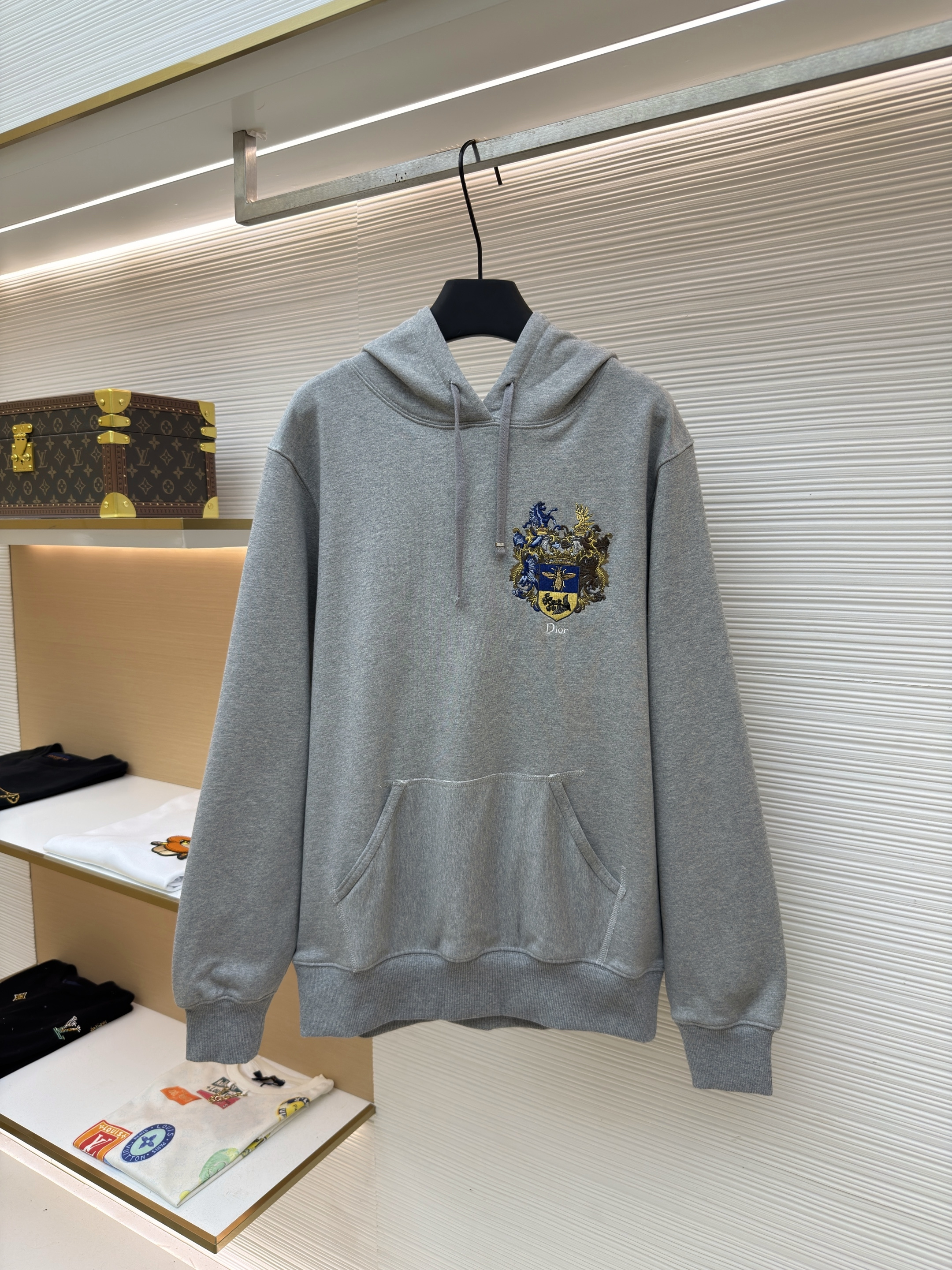 디올 자수 로고 코튼 후드 티셔츠