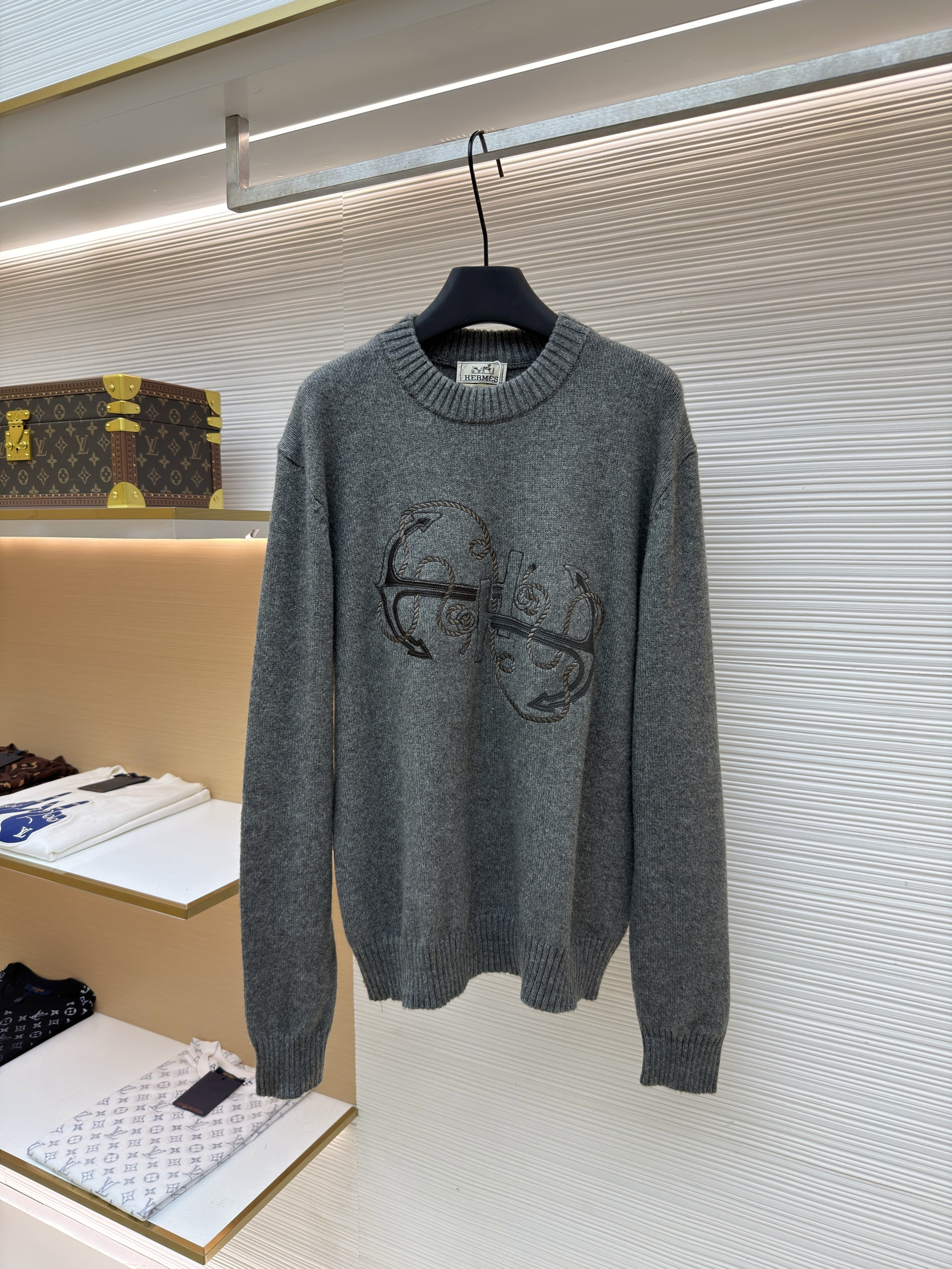 에르메스 파리 남성 에이치 자수 니트